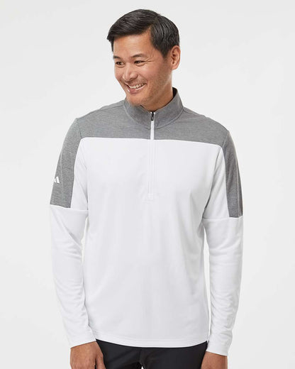 Adidas Men's Ultimate365 Lightweight Colorblocked Quarter-Zip Pullover A552 #colormdl_White/ Grey Three Melange