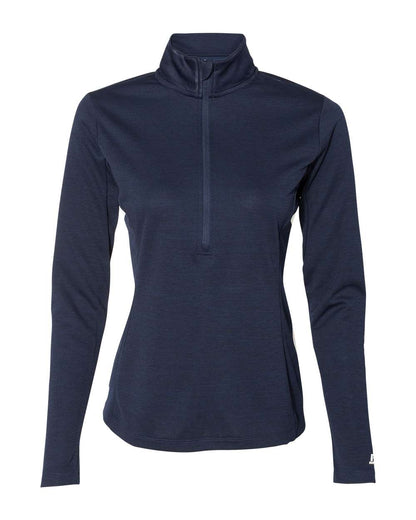 Russell Athletic Women's Striated Quarter-Zip Pullover QZ7EAX #color_Navy