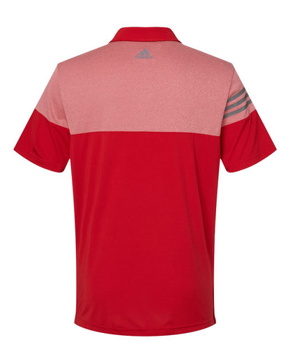 Adidas Heathered 3-Stripes Colorblocked Polo A213 #color_Power Red