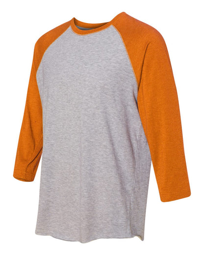 LAT Men's Baseball Fine Jersey Three-Quarter Sleeve Tee 6930 #color_Vintage Heather/ Vintage Orange