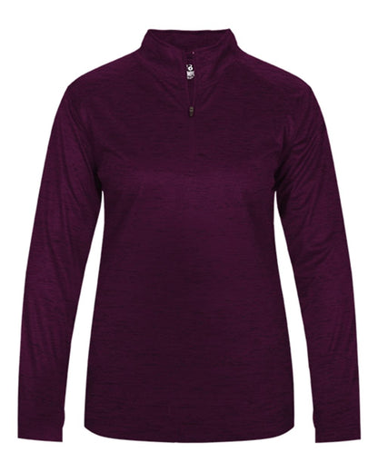 Badger Women’s Tonal Blend Quarter-Zip Pullover 4173 #color_Maroon Tonal Blend