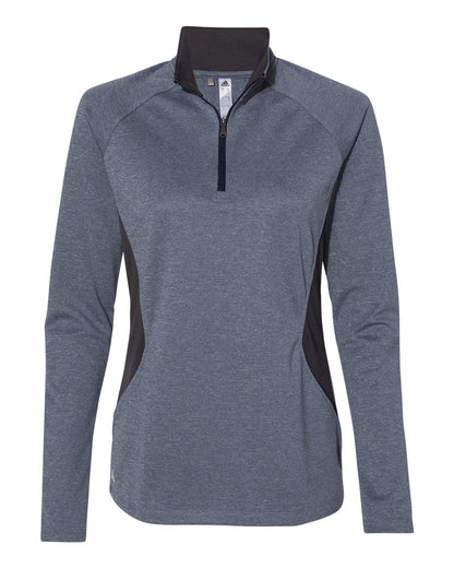 Adidas Women's Lightweight Quarter-Zip Pullover A281 #color_Collegiate Navy Heather/ Carbon