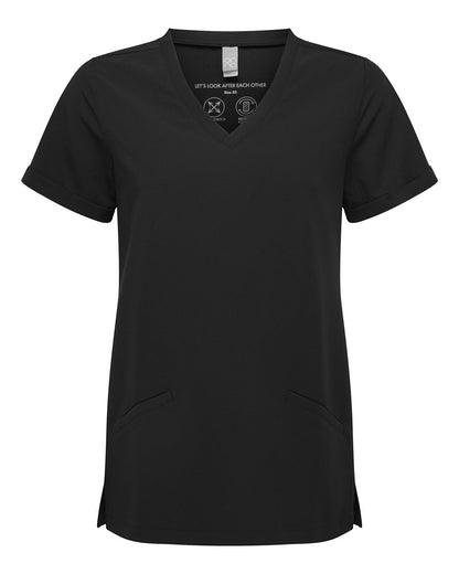 Onna Women's Invincible V-Neck Stretch Scrub Top NN310 #color_Black