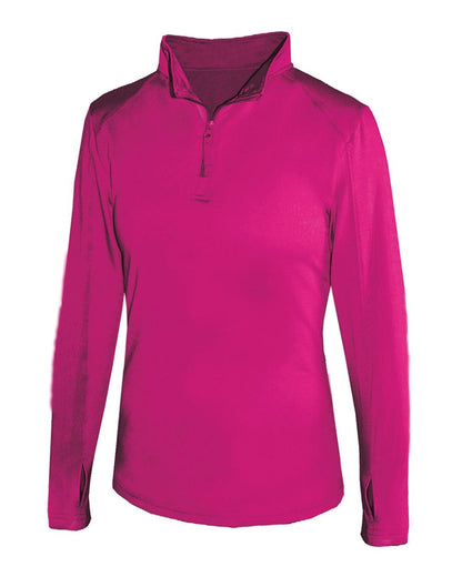 Badger Women’s Lightweight Quarter-Zip Pullover 4286 #color_Hot Pink