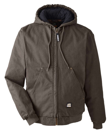 Berne Apparel Men's Tall Heartland Washed Cotton Duck Hooded Jacket HJ375T #color_Olive Duck