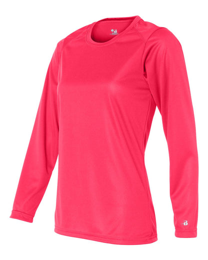 Badger Women's B-Core Long Sleeve T-Shirt 4164 #color_Hot Coral