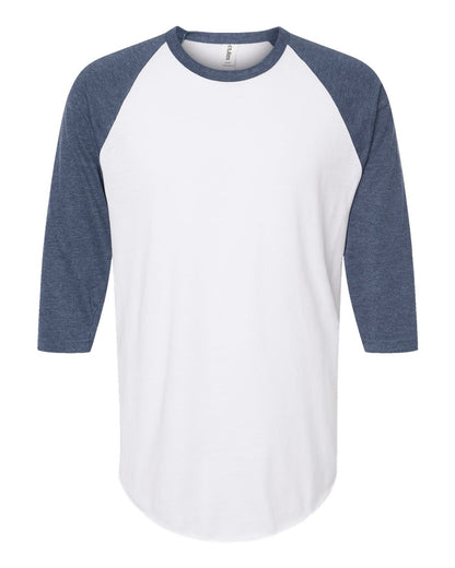 Tultex Fine Jersey Raglan T-Shirt 245 #color_White/ Heather Denim