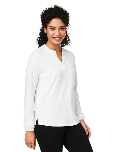 Devon & Jones Women's Raleigh Half-Placket Knit Top DP122W #colormdl_White