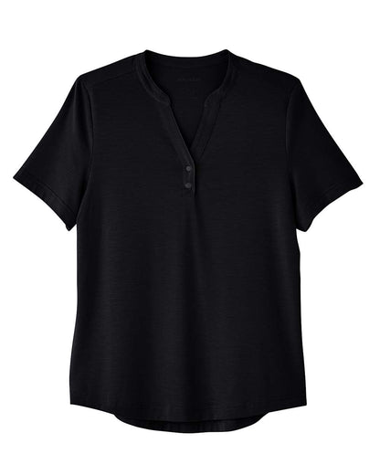 North End Women's JAQ Snap-Up Stretch Performance Polo NE100W #color_Black