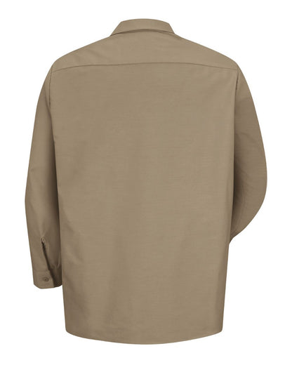 Red Kap Men's Industrial Long Sleeve Work Shirt SP14 #color_Khaki