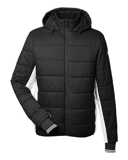 Nautica Men's Nautical Mile Hooded Puffer Jacket N17186 #color_Black/ Antique White