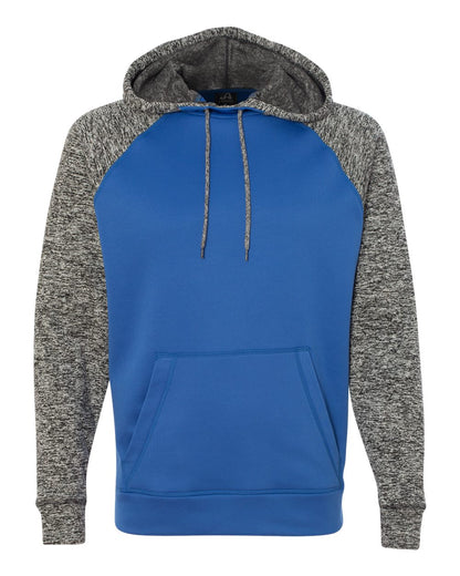 J. America Men's Colorblocked Cosmic Fleece Hooded Sweatshirt 8612 #color_Royal/ Charcoal Fleck