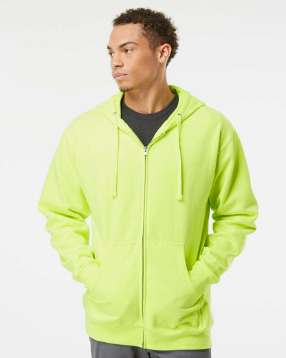 Independent Trading Co. Midweight Full-Zip Hooded Sweatshirt SS4500Z #colormdl_Safety Yellow