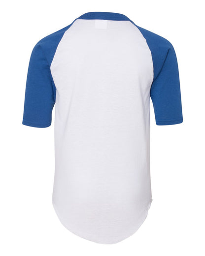 Augusta Sportswear Youth Three-Quarter Sleeve Baseball Jersey 4421 #color_White/ Royal