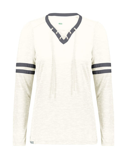 Holloway Women's Eco Revive™ Monterey Long Sleeve V-Neck T-Shirt 223246 #color_Birch Heather/ Athletic Heather