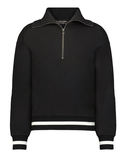Holloway Women's Heritage Prep Quarter-Zip Pullover 223782 #color_Black/ Vanilla