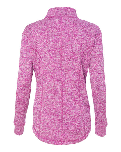 J. America Women's Cosmic Fleece Quarter-Zip Pullover 8617 #color_Magenta/ Neon Yellow