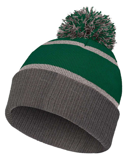 Holloway 8 1/2" Reflective Knit Beanie 223816 #color_Forest/ Carbon