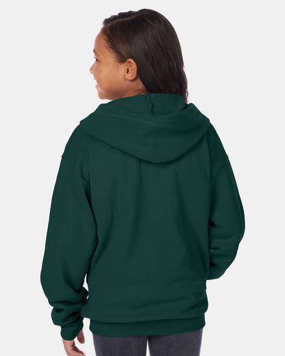 Hanes Youth EcoSmart® Full-Zip Hooded Sweatshirt P480 #colormdl_Deep Forest