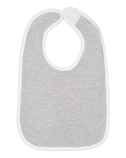 Rabbit Skins Infant Contrast Trim Premium Jersey Bib 1004 #color_Heather/ White