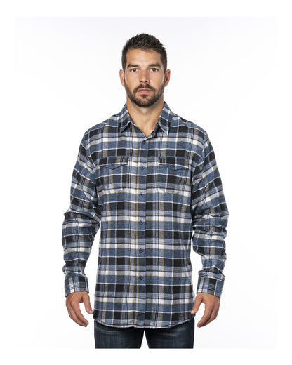 Burnside Yarn-Dyed Long Sleeve Flannel Shirt 8210 #color_Blue