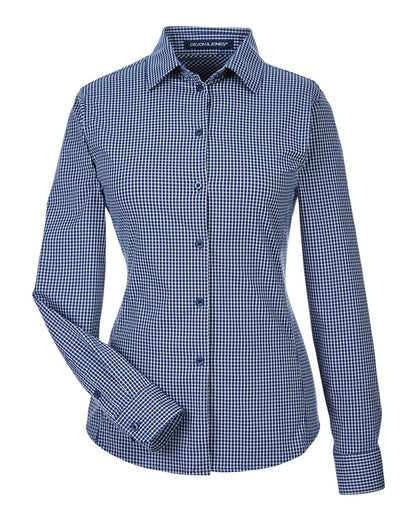 Devon & Jones Women's CrownLux Performance® Tonal Mini Check Woven Dress Shirt DG535W #color_Navy