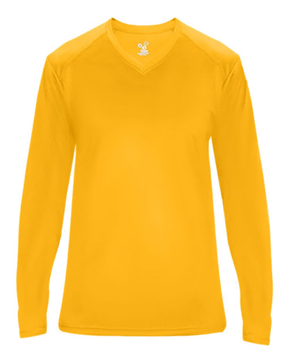 Badger Ultimate SoftLock™ Women's V-Neck Long Sleeve T-Shirt 4064 #color_Gold