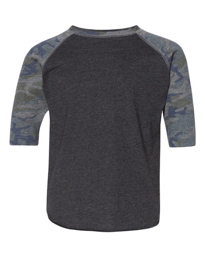 Rabbit Skins Toddler Baseball Fine Jersey Three-Quarter Sleeve Tee 3330 #color_Vintage Smoke/ Vintage Camo