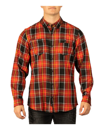 Burnside Men's Perfect Flannel Work Shirt 8220 #colormdl_Fire Red/ Black