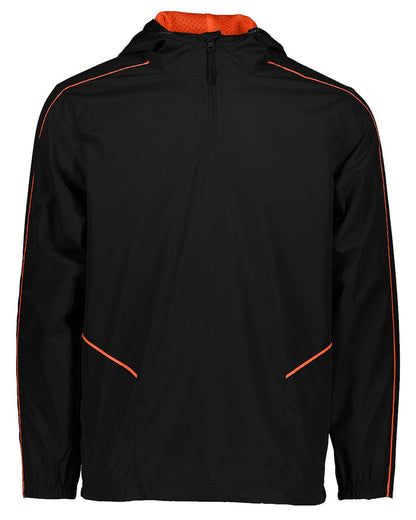 Holloway Men's Wizard Quarter-Zip Hooded Pullover 229016 #color_Black/ Orange