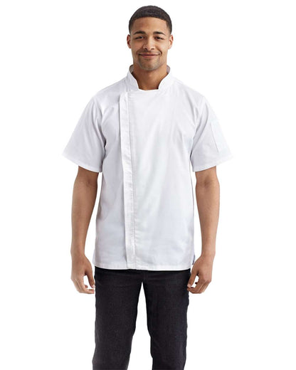 Artisan Collection by Reprime Unisex Zip-Close Short Sleeve Chef's Coat RP906 #colormdl_White