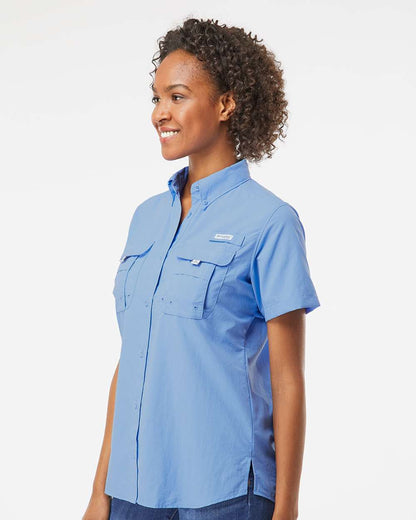 Columbia Women's PFG Bahama™ Short Sleeve Shirt 139655 #colormdl_White Cap Blue