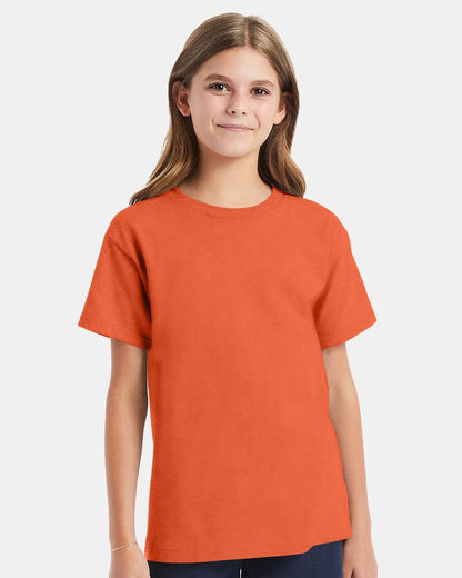 Hanes Essential-T Youth T-Shirt 5480 #colormdl_Texas Orange