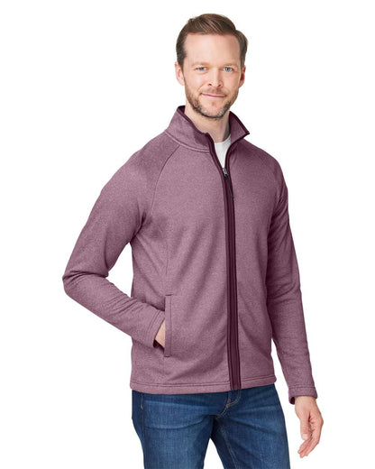 CORE365 Men's Venture Heathered Stripe Full-Zip CE72 #colormdl_Burgundy/ White