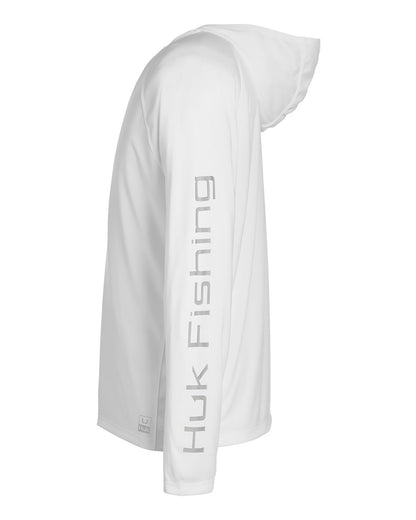 HUK Men's LoPro Pursuit Long Sleeve Hooded T-Shirt H12L010 #color_White