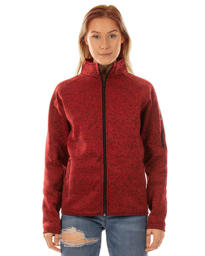 Burnside Women's Sweater Knit Jacket 5901 #color_Heather Red