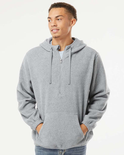 Burnside Polar Fleece Quarter-Zip Hooded Pullover 3600 #colormdl_Heather Grey