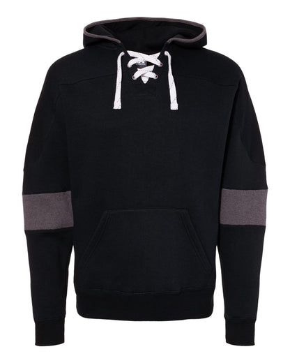 J. America Men's Sport Lace Colorblocked Fleece Hooded Sweatshirt 8832 #color_Black