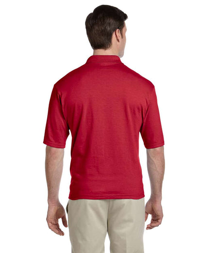 JERZEES Men's SpotShield® 50/50 Polo with Pocket 436MPR #colormdl_True Red