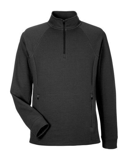 North End Men's Rhythm Waffle Quarter-Zip Pullover NE200 #color_Black