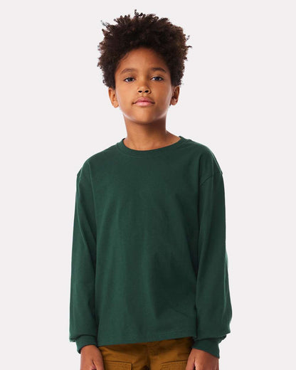 BELLA + CANVAS Youth 6oz. Heavyweight Long Sleeve Tee 3511Y #colormdl_Forest