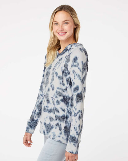 MV Sport Women’s Courtney Burnout V-Notch Hooded Sweatshirt W1162 #colormdl_Navy Tie Dye