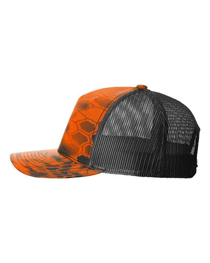 Richardson Five-Panel Printed Trucker Cap 112PFP #color_Kryptek Inferno/ Black
