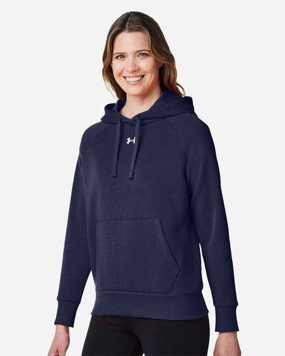 Under Armour Women's Rival Fleece Hooded Sweatshirt 1379500 #colormdl_Midnight Navy/ White