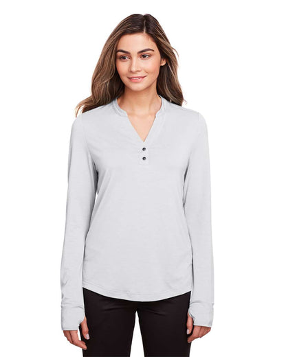 North End Women's JAQ Stretch Performance V-Neck Snap Pullover NE400W #colormdl_Platinum