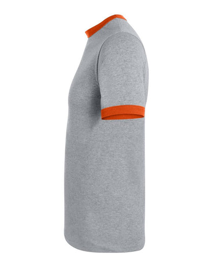 Augusta Sportswear 50/50 Ringer T-Shirt 710 #color_Athletic Heather/ Orange