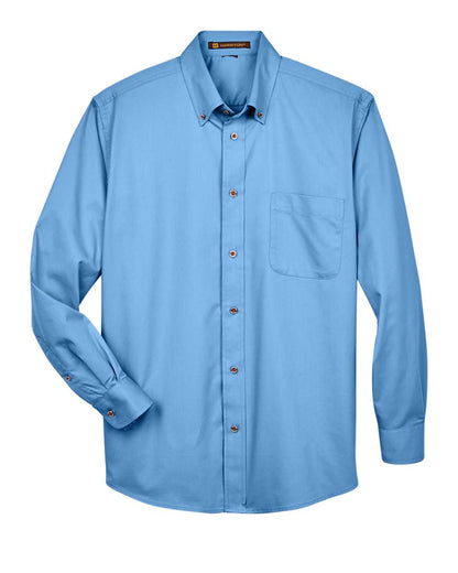Harriton Men's Easy Blend™ Twill Shirt M500 #color_Light College Blue