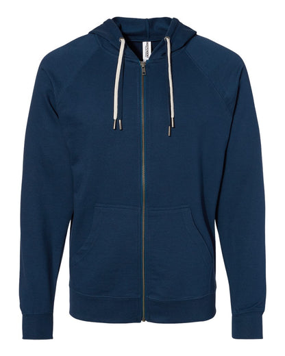 Independent Trading Co. Icon Lightweight Loopback Terry Full-Zip Hooded Sweatshirt SS1000Z #color_Indigo