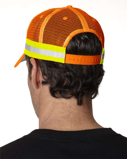 Adams Headwear Trucker Reflector High-Visibility Constructed Cap TR102 #colormdl_Orange