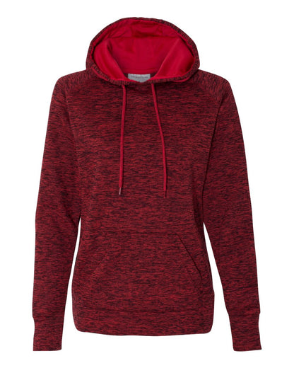 J. America Women’s Cosmic Fleece Hooded Sweatshirt 8616 #color_Red Fleck/ Red